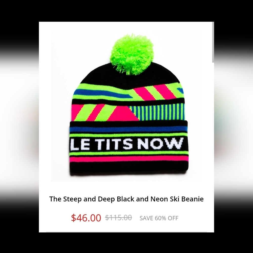 "leTITSnow" NEW Retro style Beanie Unisex.